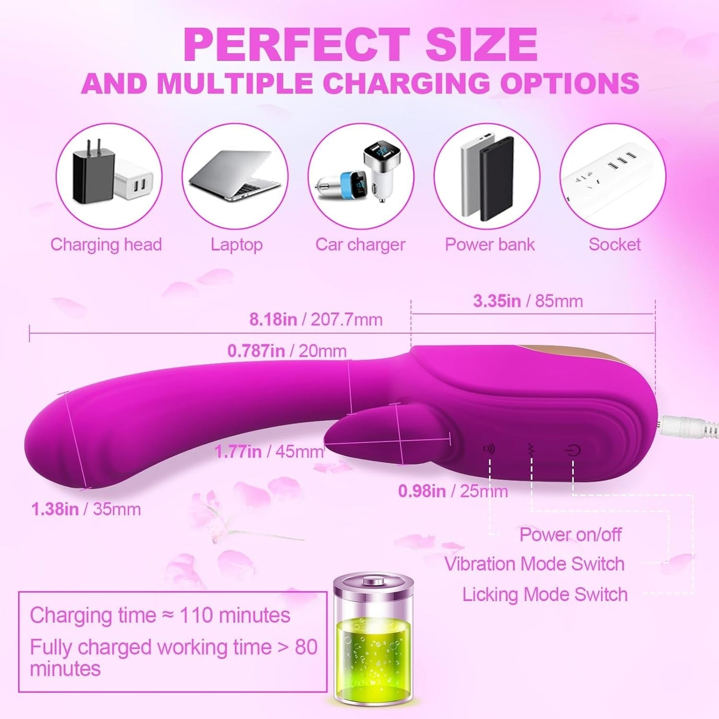 FlutterTongue Tongue Licking Rabbit Vibrator 12+12 Modes
