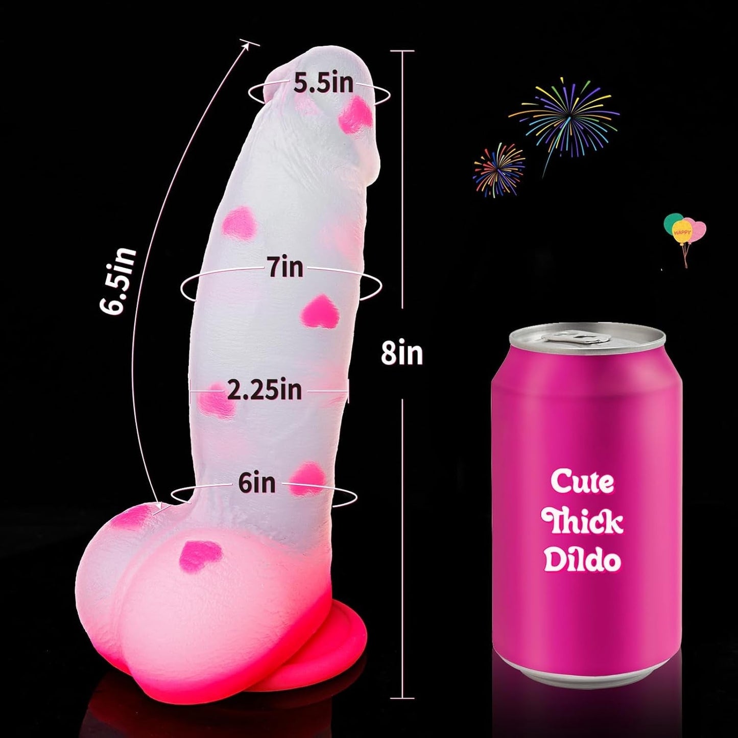 HeartThrob 8" Thick Clear Fantasy Heart Dildo