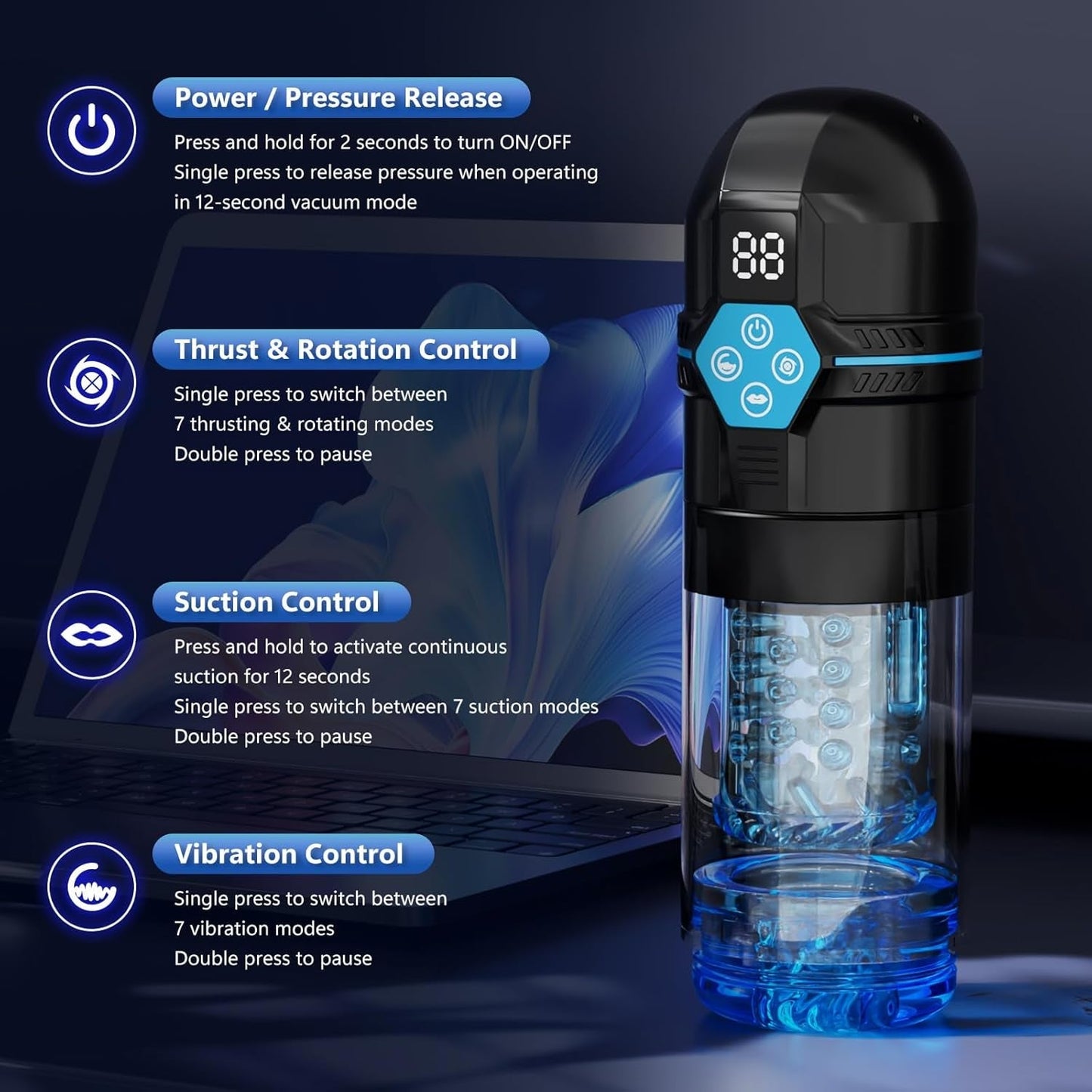 HydroSync AI Video Sync Aspirateur Masculin Stroker