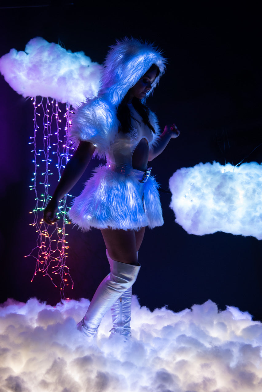 Light Up Furry Belted Skirt