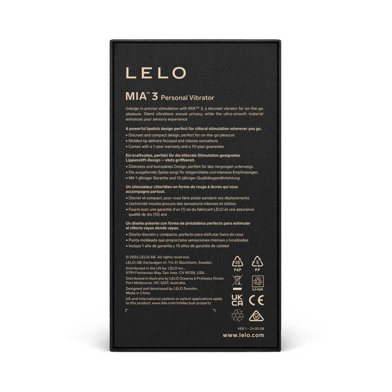 LELO MIA 3 Mini Rouge à Lèvres Vibrant Noir