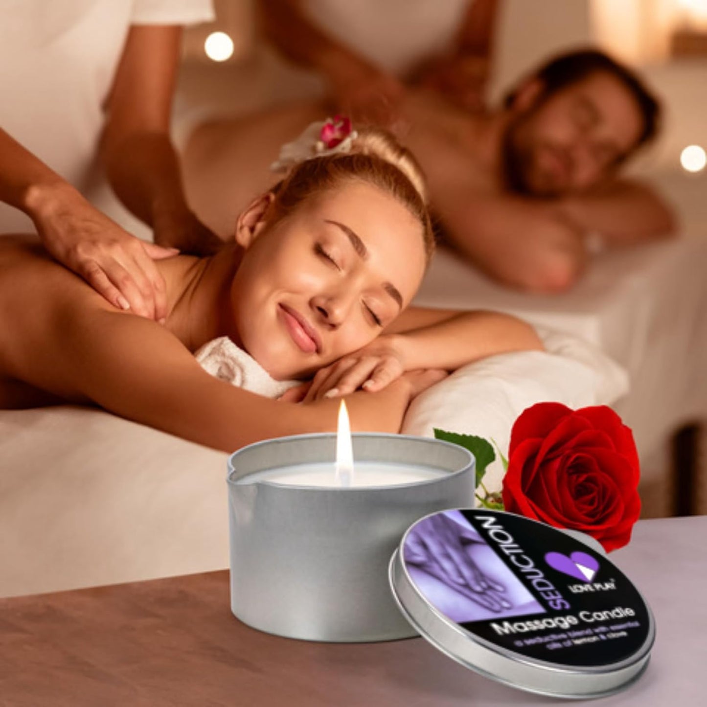 Vela de aceite para masaje sensual de limón y clavo