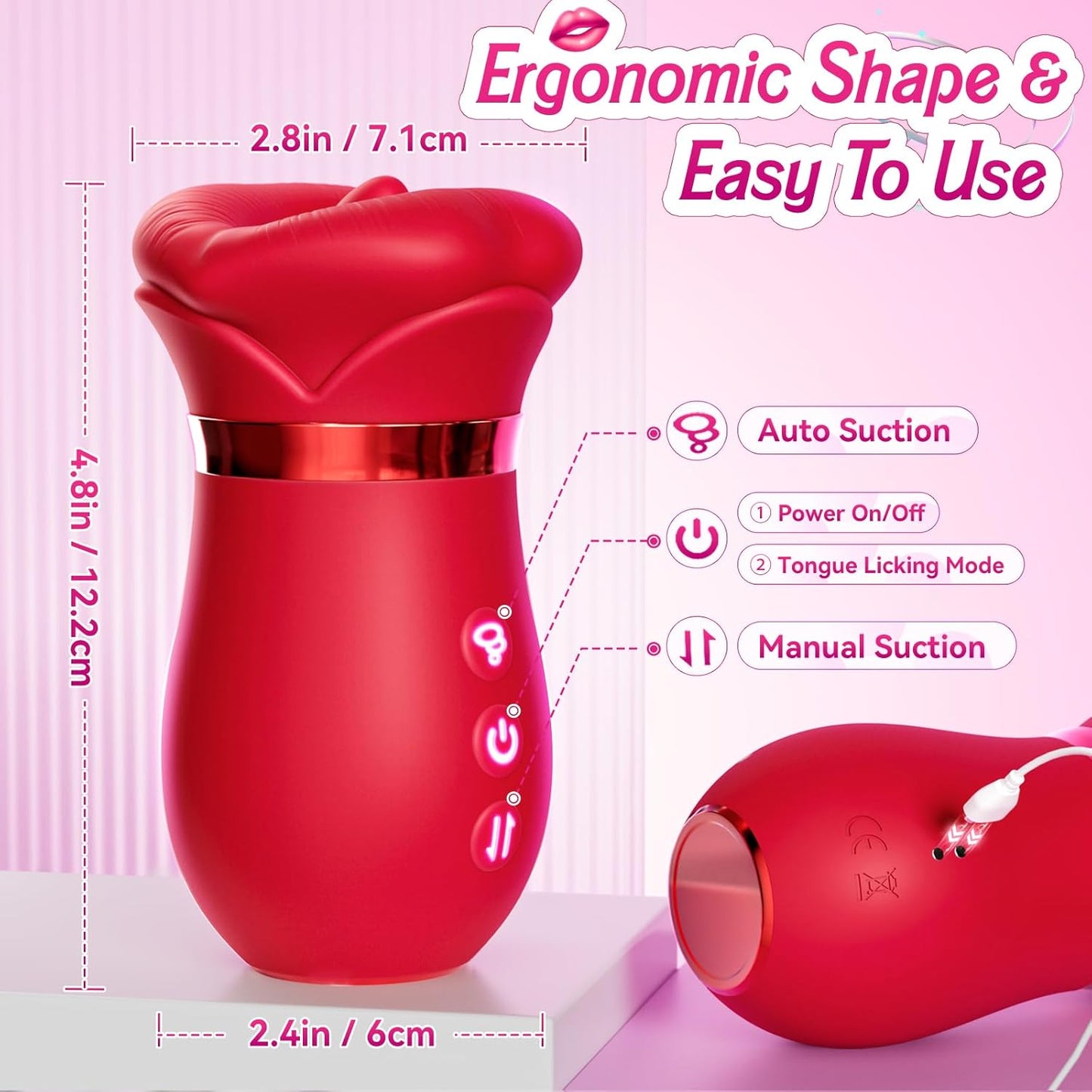 Vibrador succionador LickLure 5 en 1 Rose