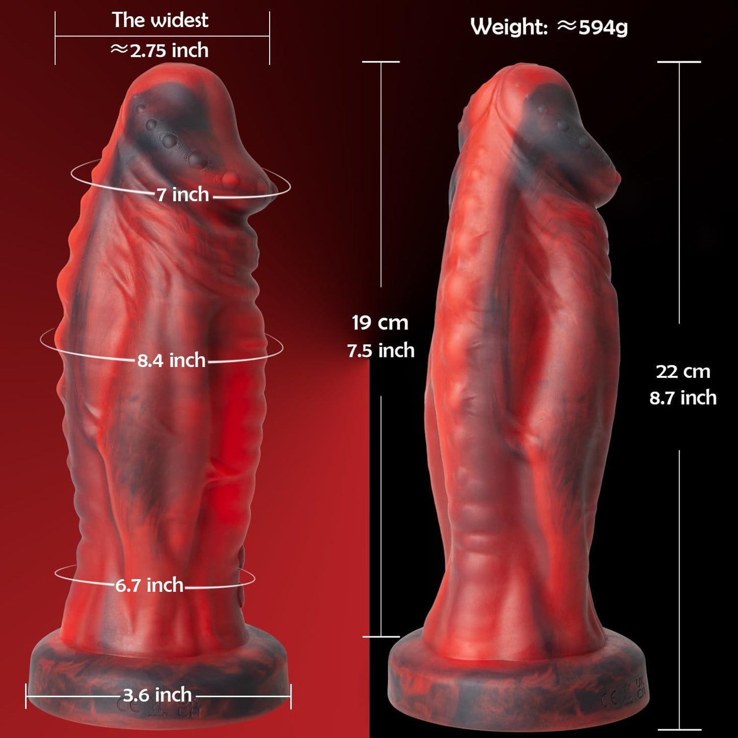 MonsterPulse Vibrador Dildo de 8.5" de Grosor para Juego Profundo
