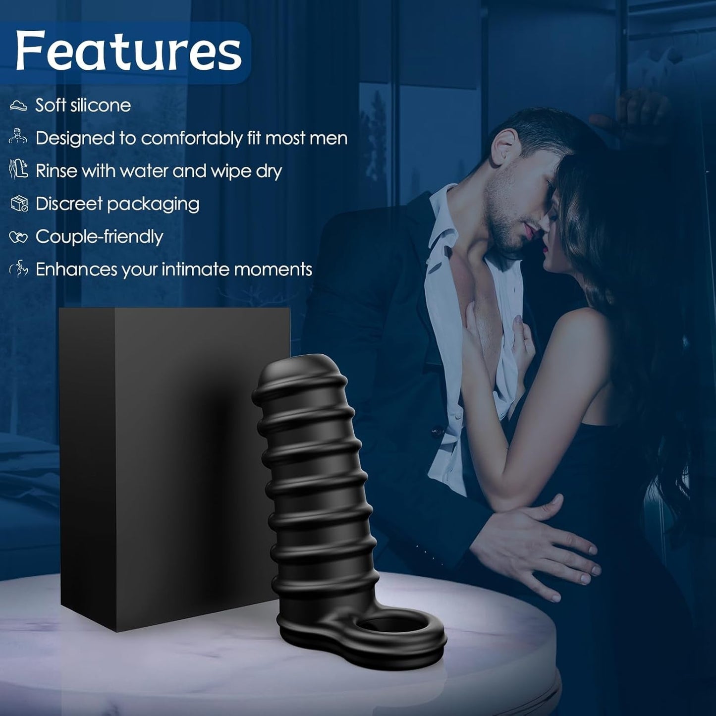 Funda texturizada NoirGrip para aumentar el grosor del pene