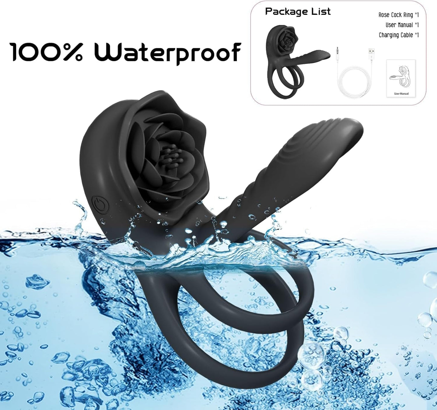 OnyxQuartet Penis Extender Cock Ring Clit Stim 9 Modes