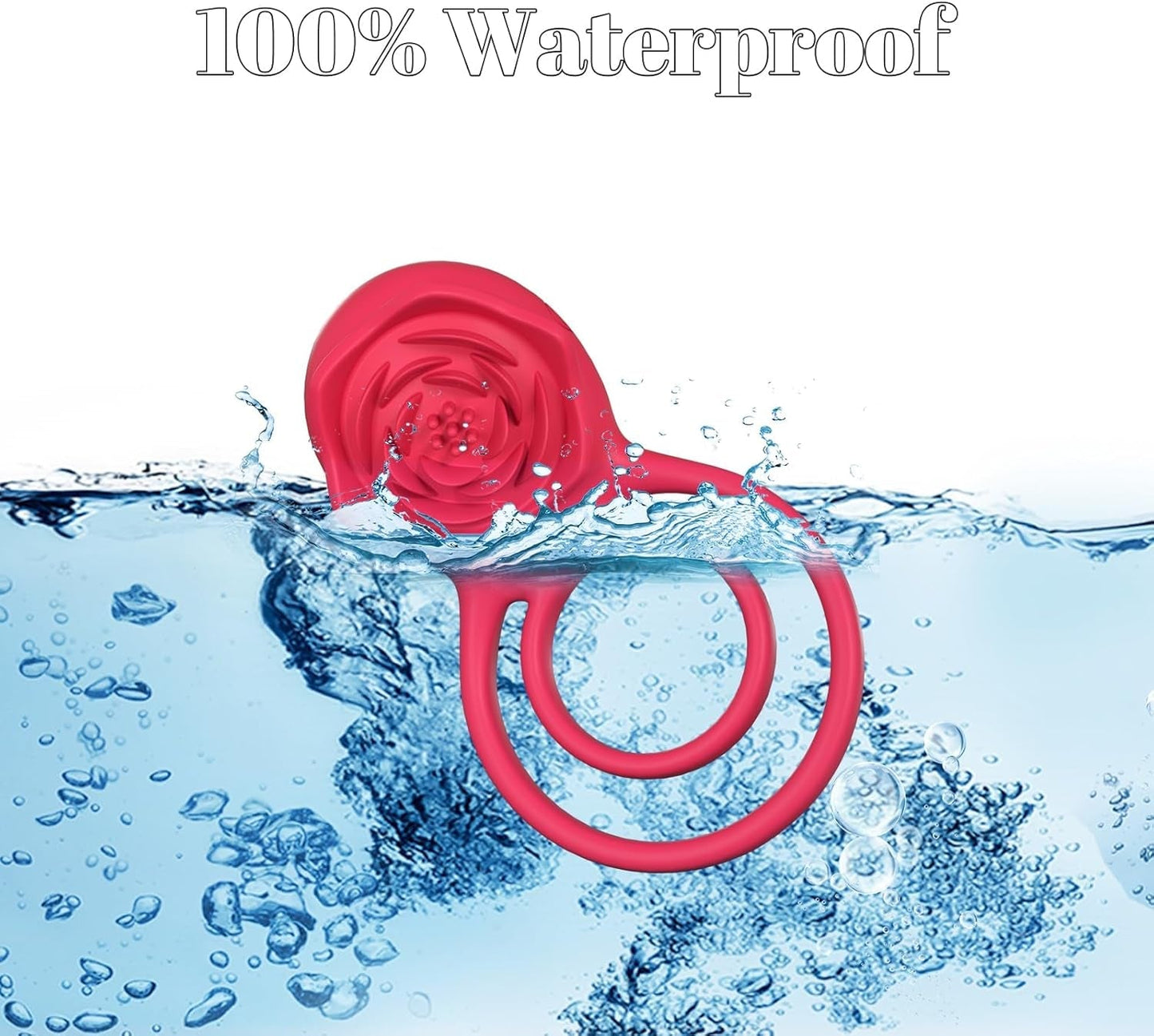 PetalLock Vibrating Cock Ring Rose Red Clitoral Stim 7 Modes
