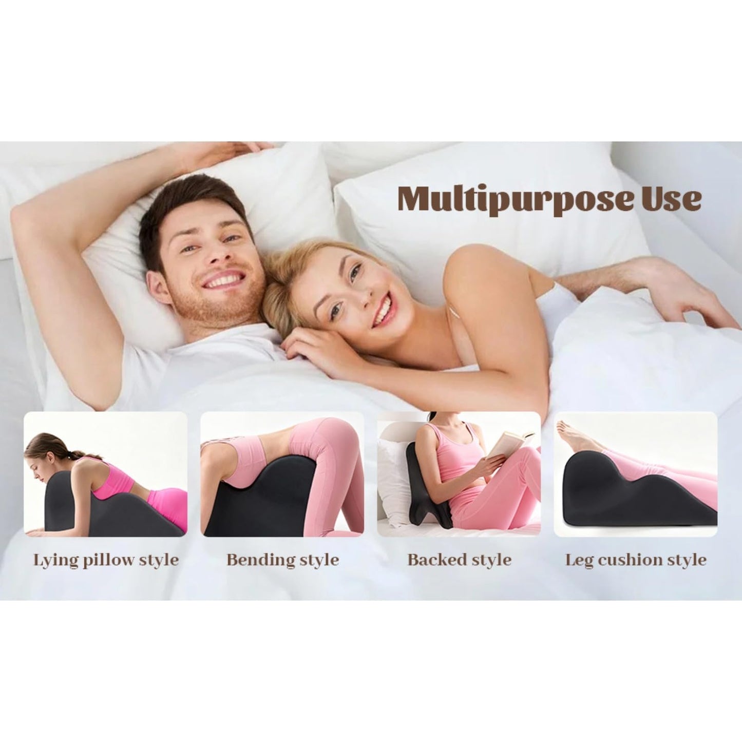 Almohada de cuña de apoyo de posición íntima para parejas, color rosa