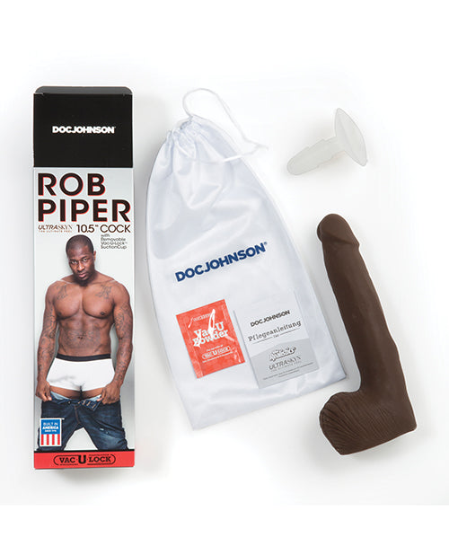 Doc Johnson Signature Cocks: Rob Piper – Godemichet réaliste de 26,7 cm, coloris chocolat