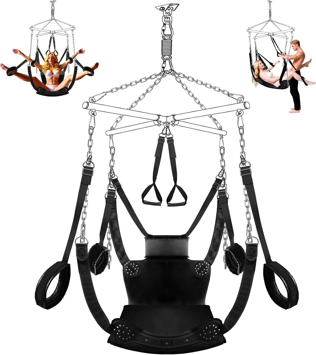 SpinLux 360° Rotating Sex Swing Padded Leather Kit