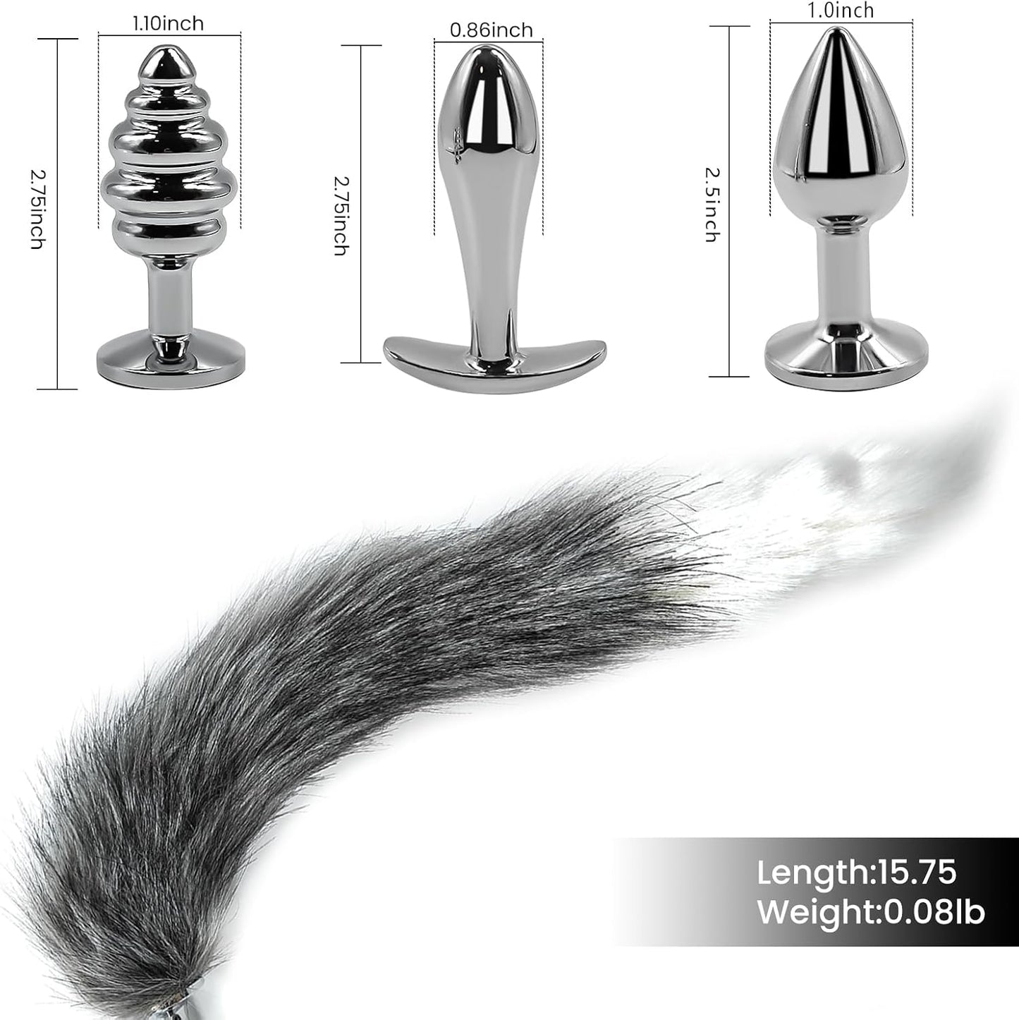 TailTease Fox Plug Set with 3 Metal Plugs