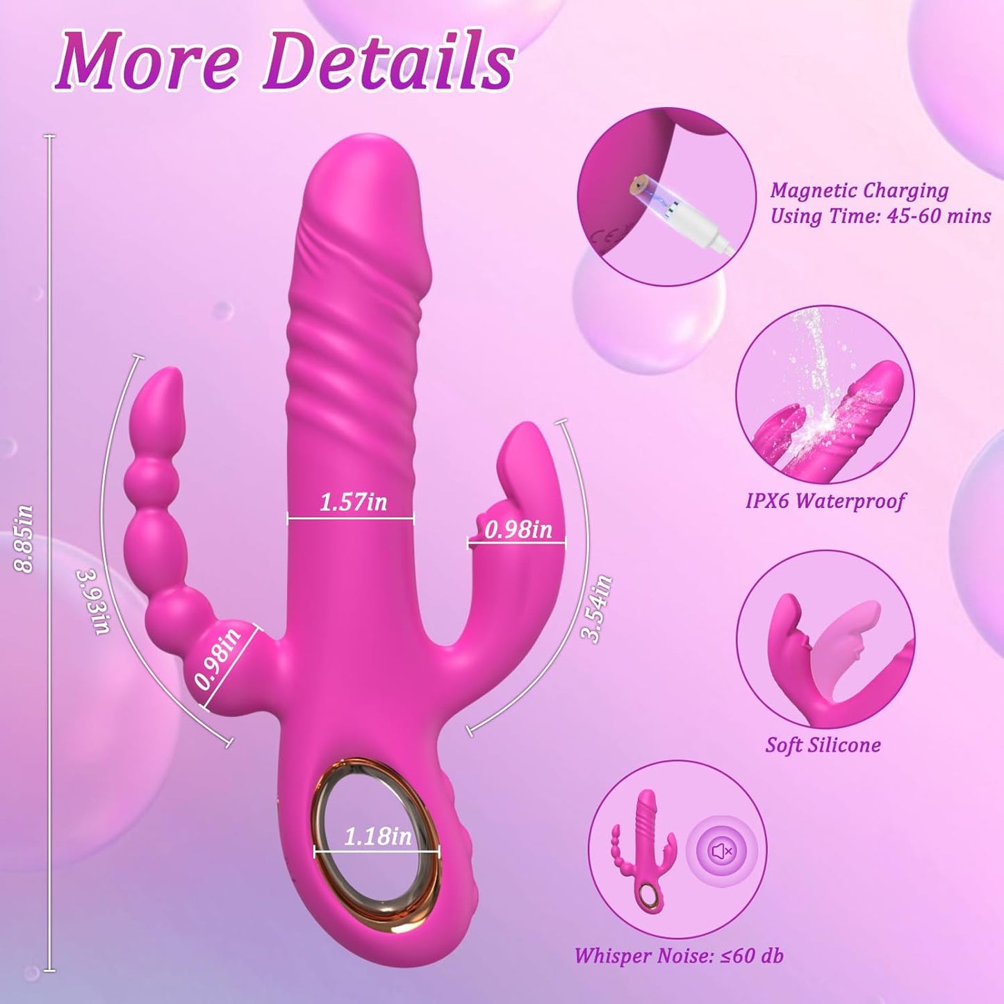 Vibrador TriBunny 3 en 1 de Conejo con Empuje