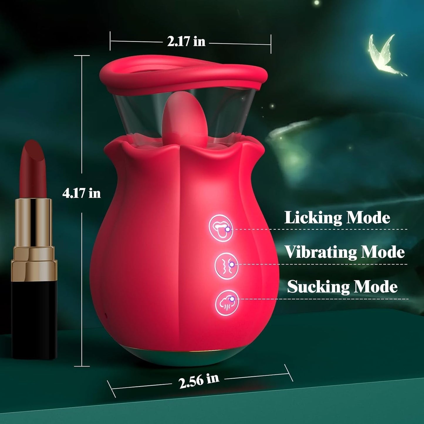 Vibrador de succión de rosa 3 en 1 TripletBloom