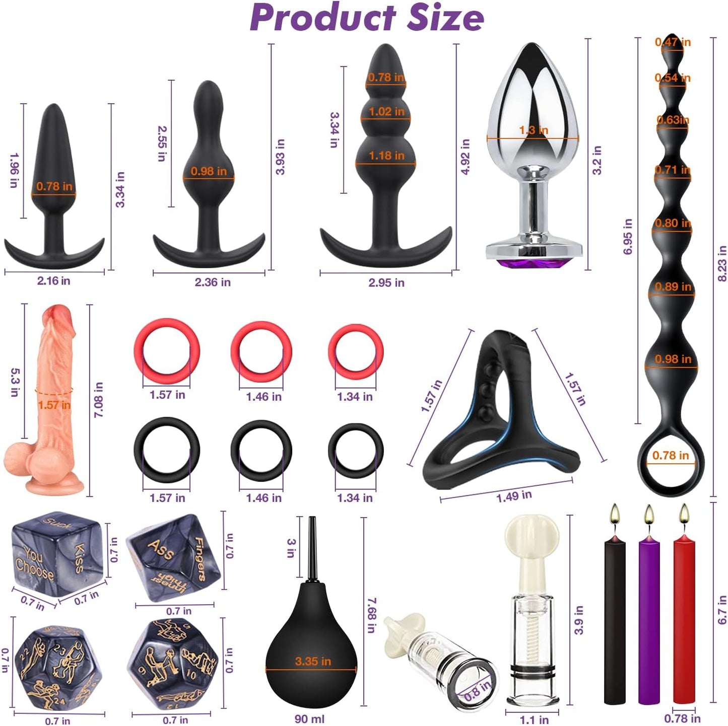 Kit BDSM de 36 piezas VelvetObedience – Edición Morada