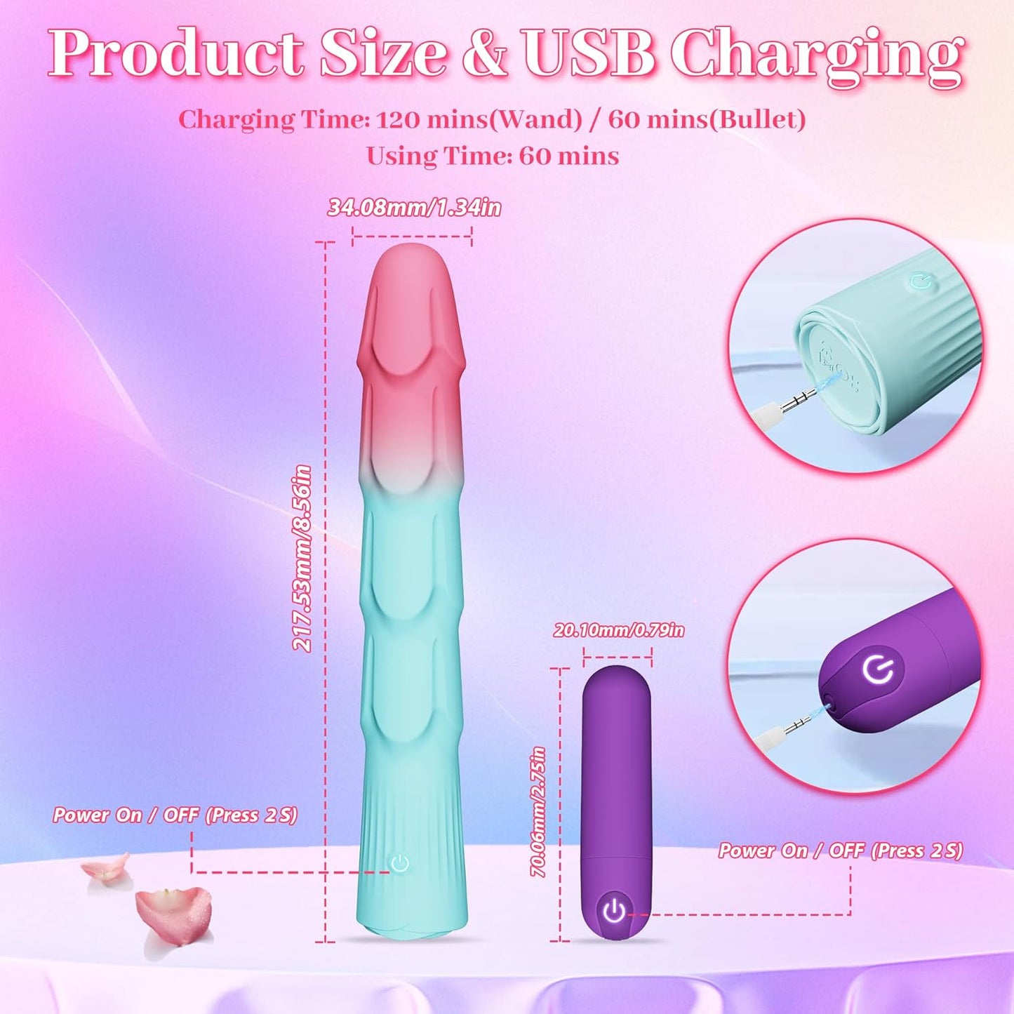 Juego de vibradores VibeTwin 2 en 1 de bala y varita de dildo