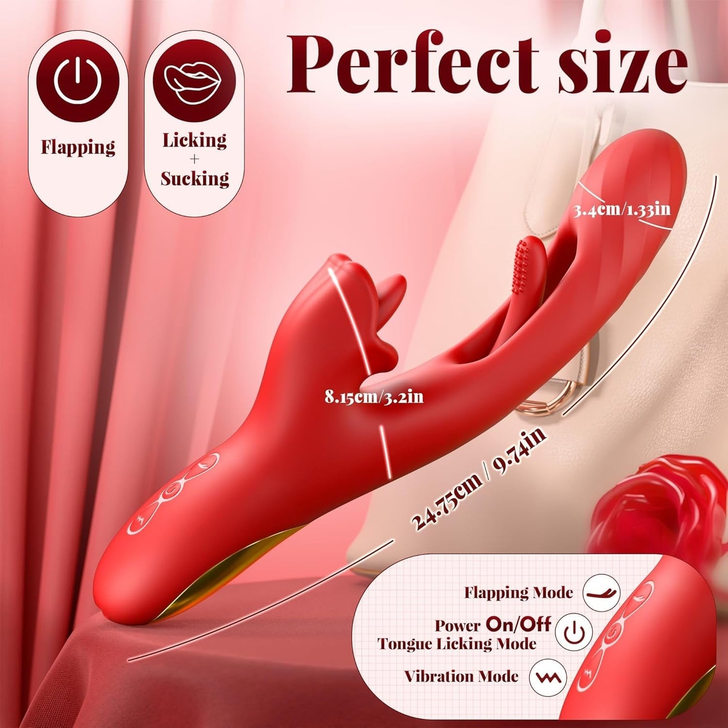 Vibrador de rosa 3 en 1 PulseRose | Lame, agita y pulsa