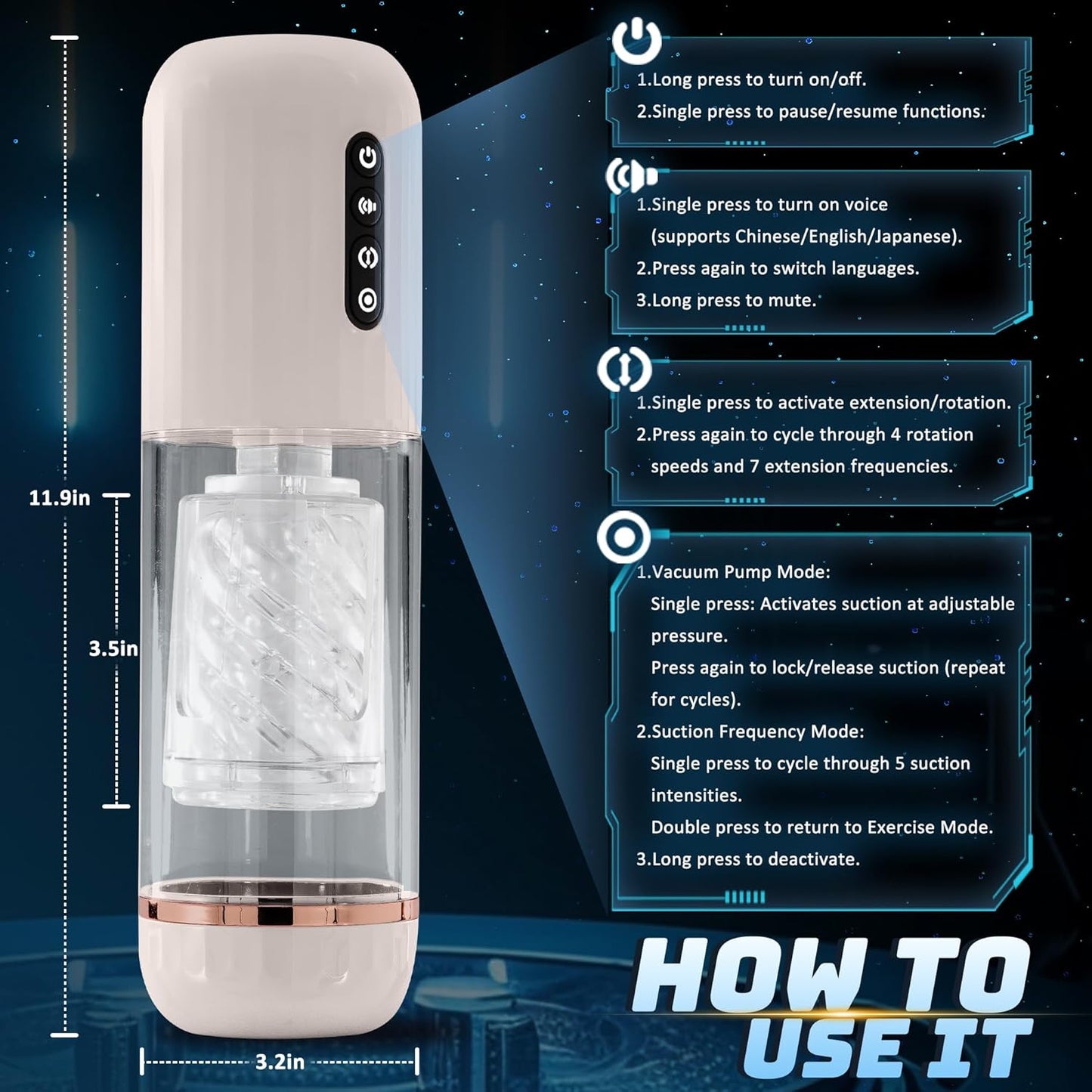 VortexX – Masturbador masculino automático 5 en 1