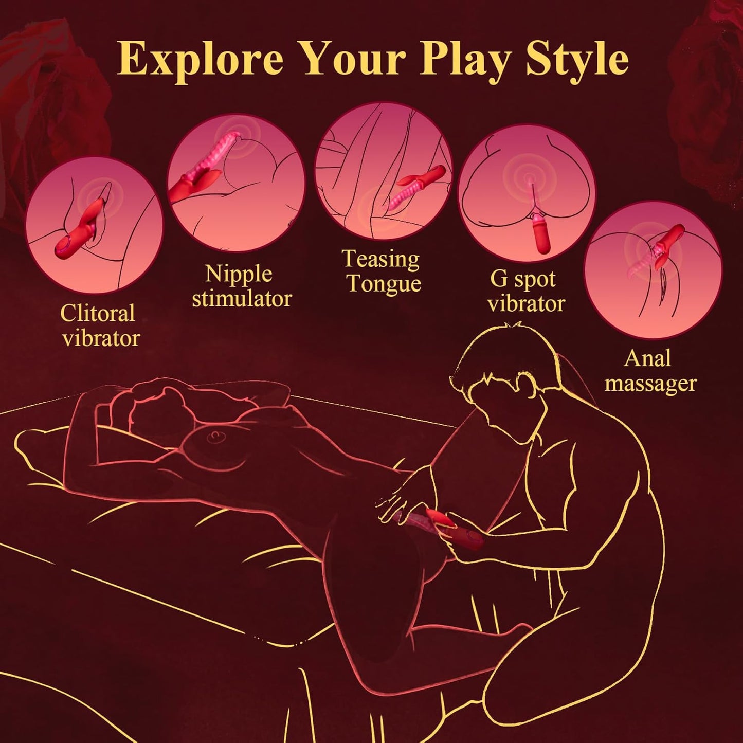 Vibrador de lengua WriggleMate con motores duales