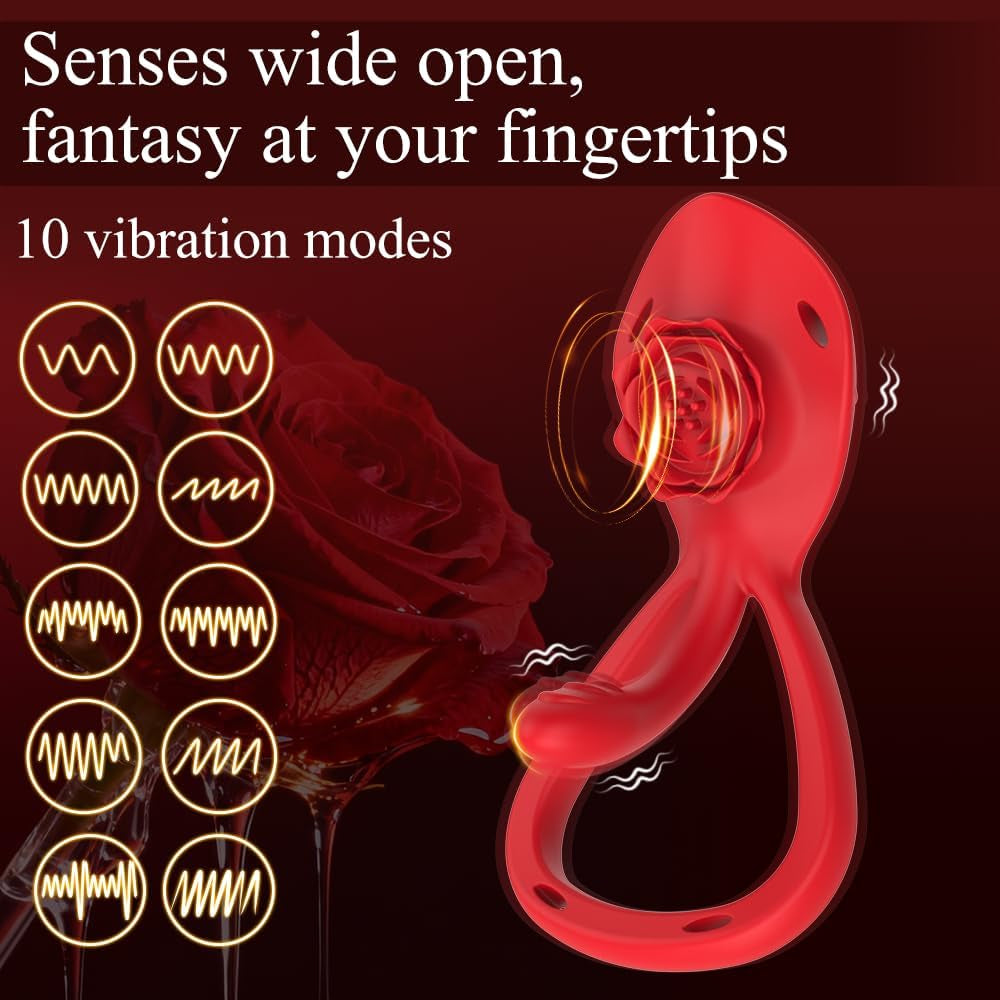 BloomDrive Anillo para el pene, estimulador de clítoris, punto G, portátil, 9 modos