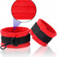 Barra separadora InfernoGrip rojo brillante con esposas peludas