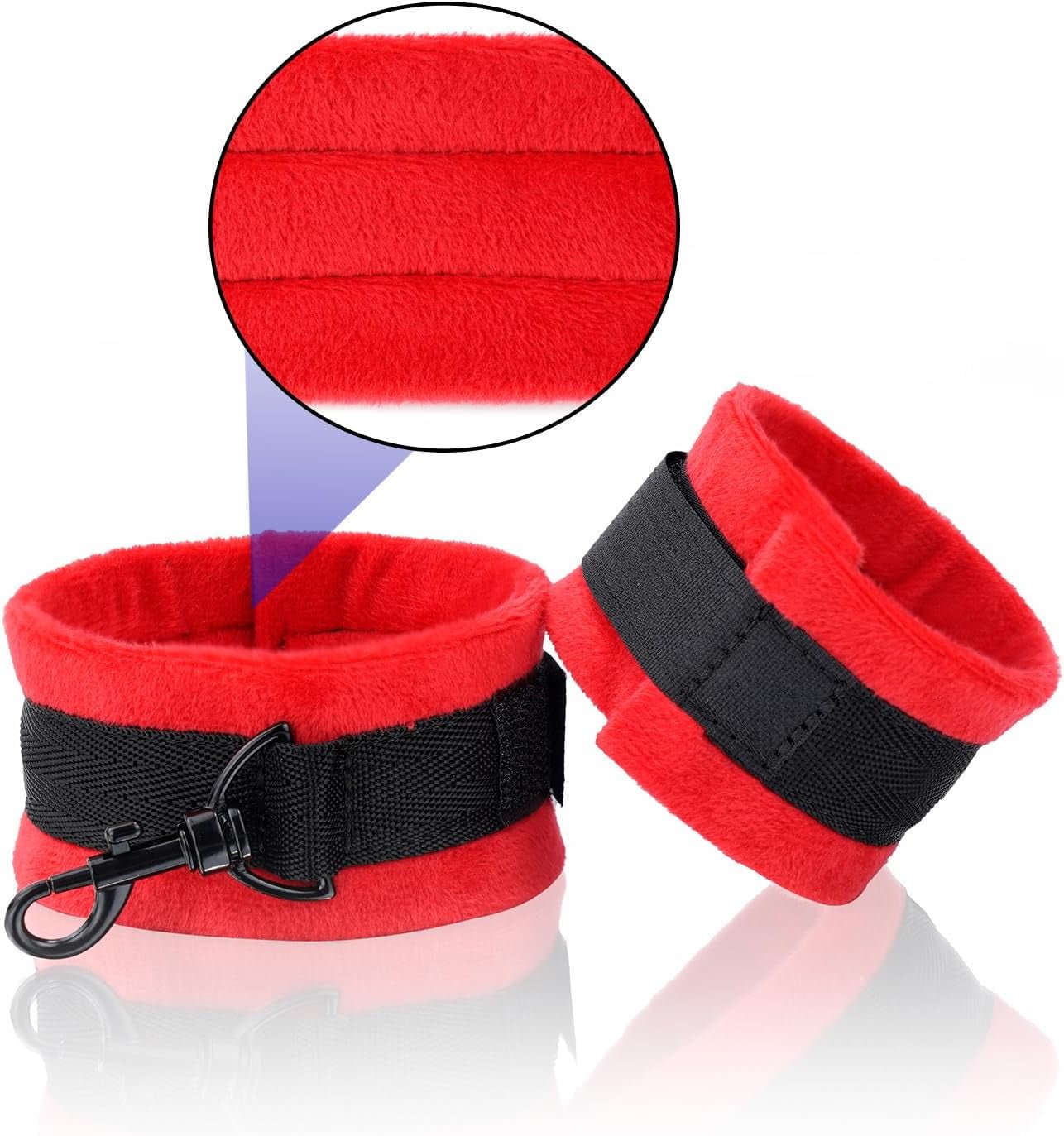 Barra separadora InfernoGrip rojo brillante con esposas peludas