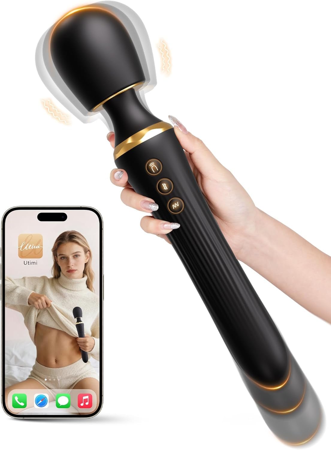 Vibrador de varita de empuje con control por aplicación y doble motor DualNova