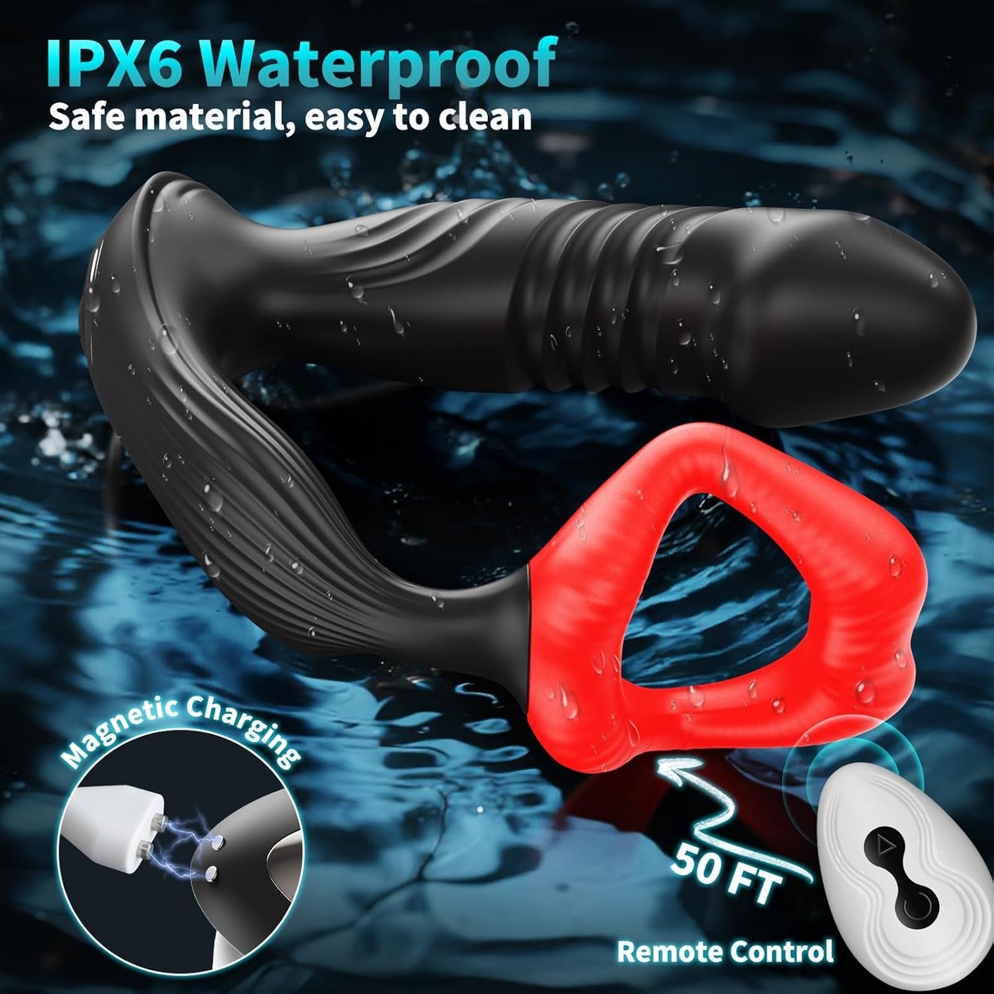 Anillo vibrador prostático DualThrust con 9+9 modos