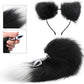 FrostTip Black White Fox Tail Steel Butt Plug 13"