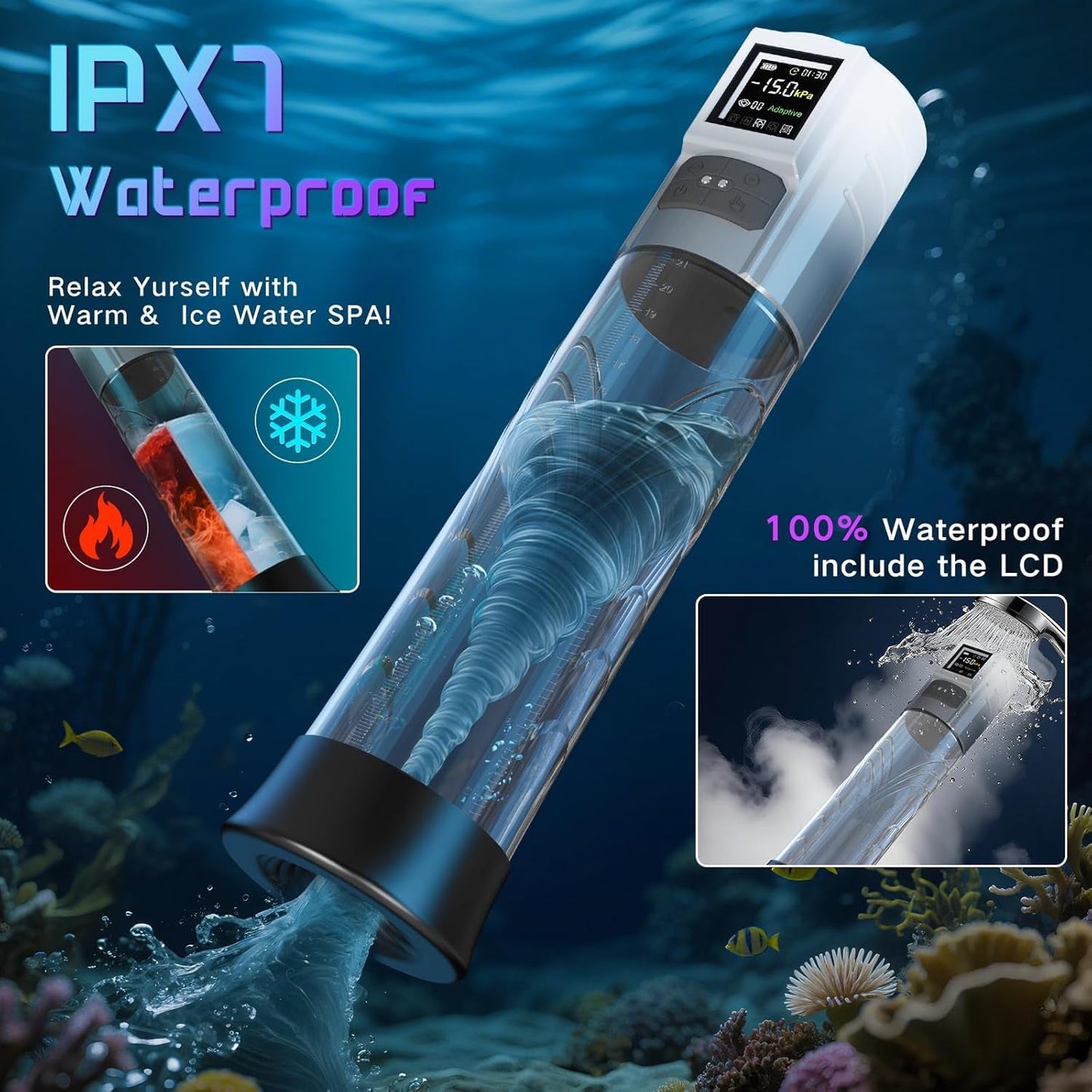 AdaptiX Bomba para pene 6 modos LCD adaptable