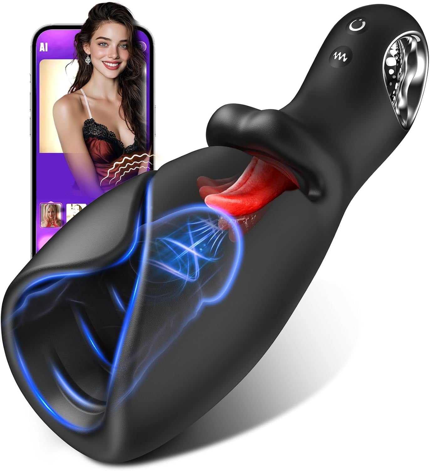 Vibromasseur de langue AI LumiTongue pour homme avec contrôle par application