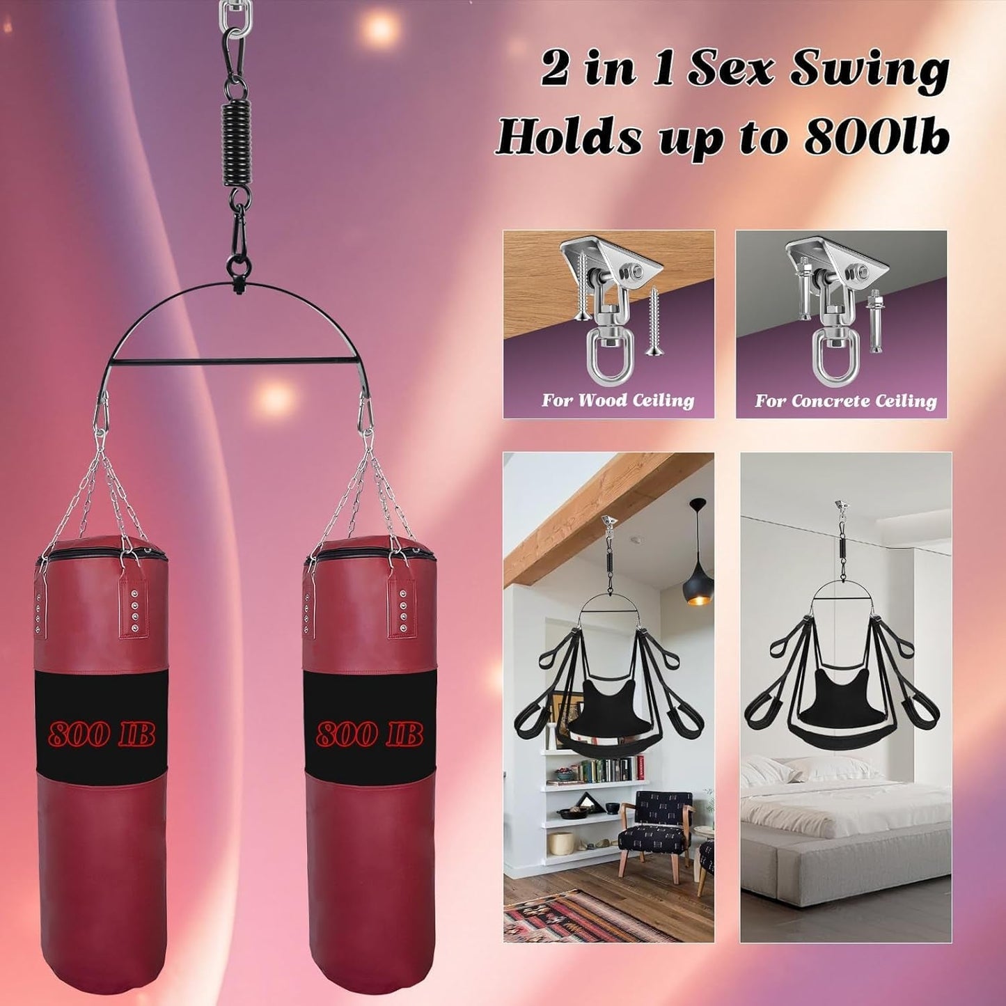Columpio sexual ajustable VortexLift Premium 360° 362kg