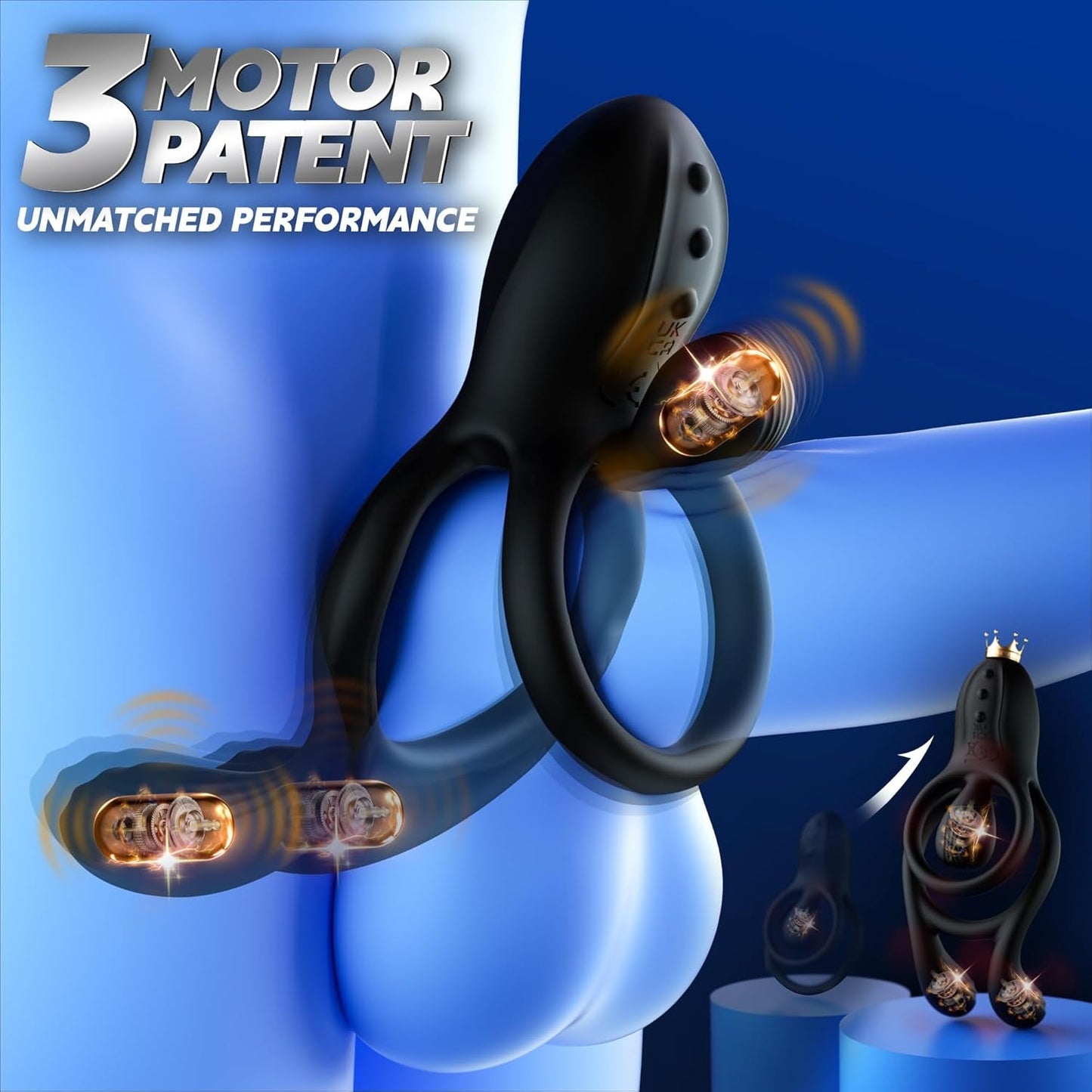 Anillo para el pene de 3 motores TriPulseX, estimulador de clítoris y perineo con control remoto