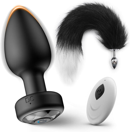 Conjunto anal de cola de zorro y vibrador DualPlay remoto