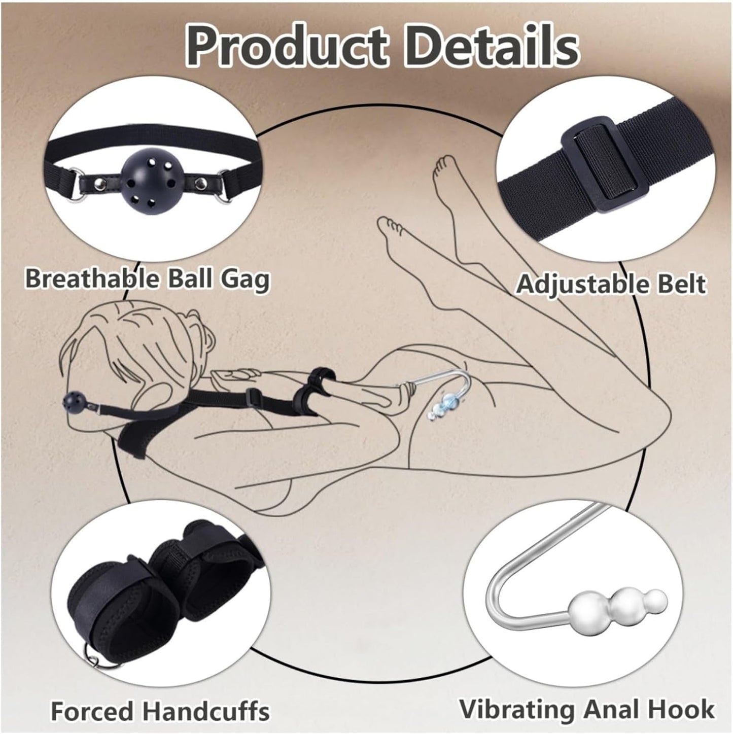 VibeBound Vibrating Anal Hook Bondage para cuello y muñeca