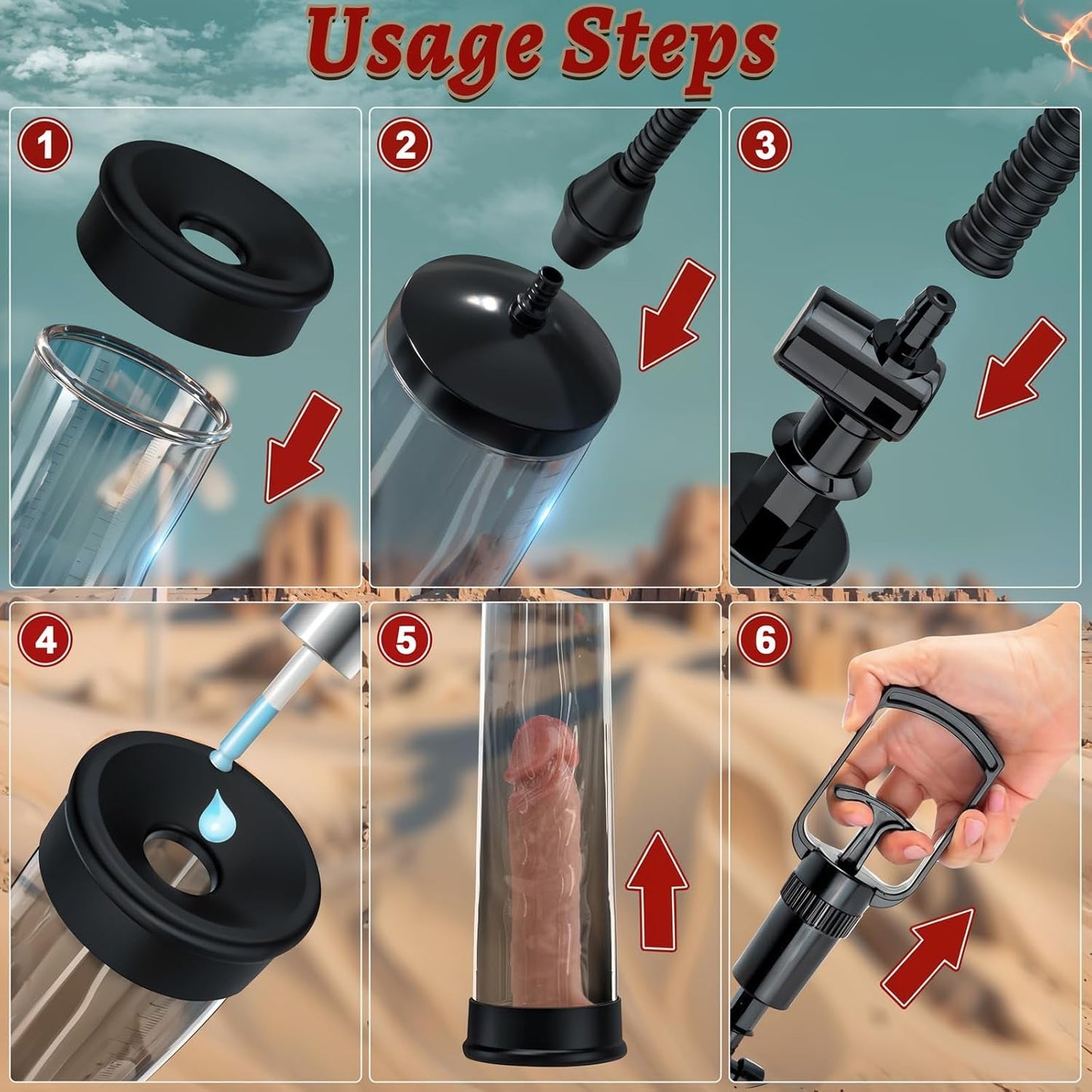Bomba para pene MaxReach Manual Tubo de 9,5" Funda realista