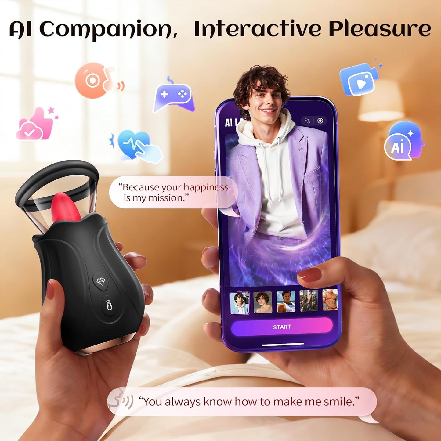 Rosynex IA Vibrador Rosa Succión Lamer Control por Aplicación