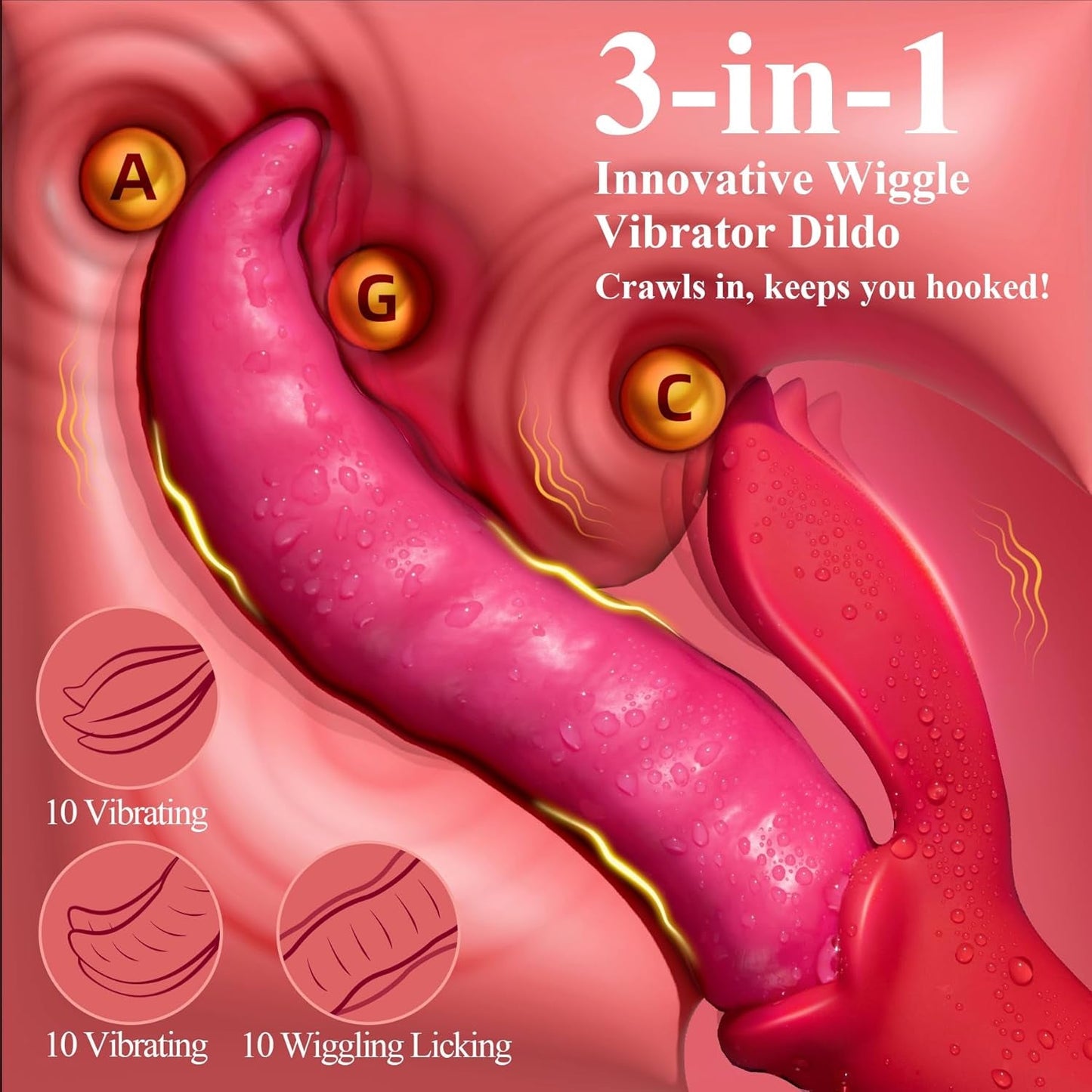 VirelWriggle Vibrador de lengua de 20 modos juguete para el punto G