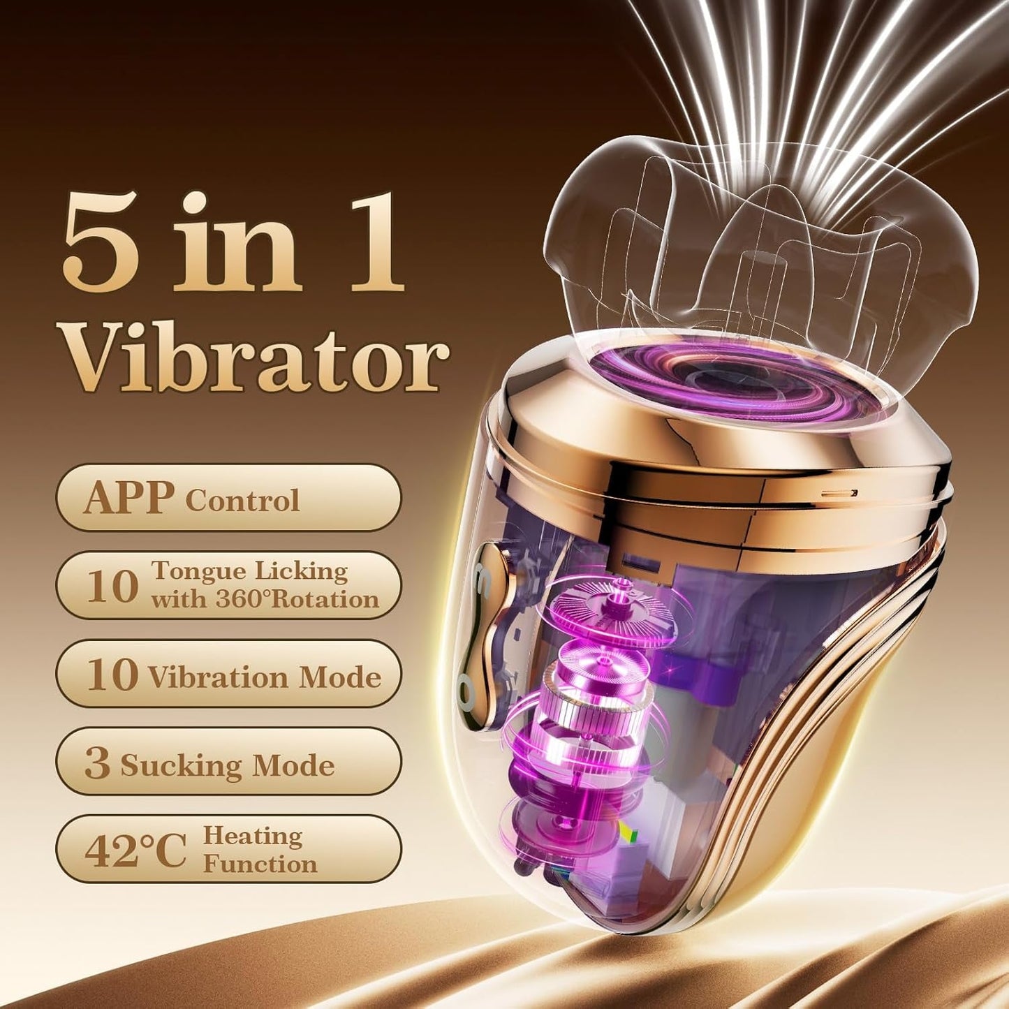 RoseHeat Rose App Control Clit Sucking Vibrator 5-in-1
