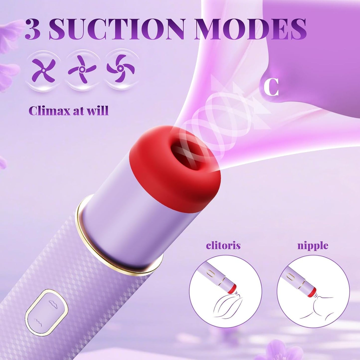 LuxeLip Lápiz Labial Vibrador Bala Chupador de Clítoris 2 en 1