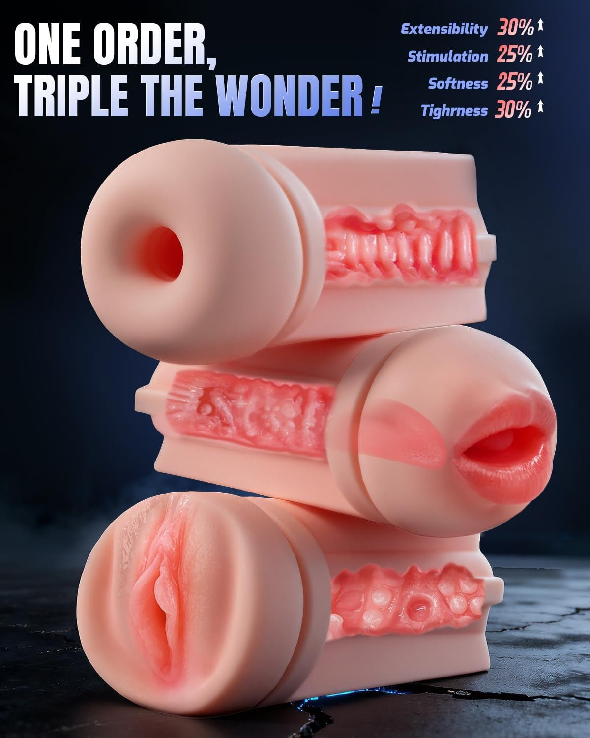 NeuroSync AI Sync Pocket Pussy 3 mangas doble motor Stroker