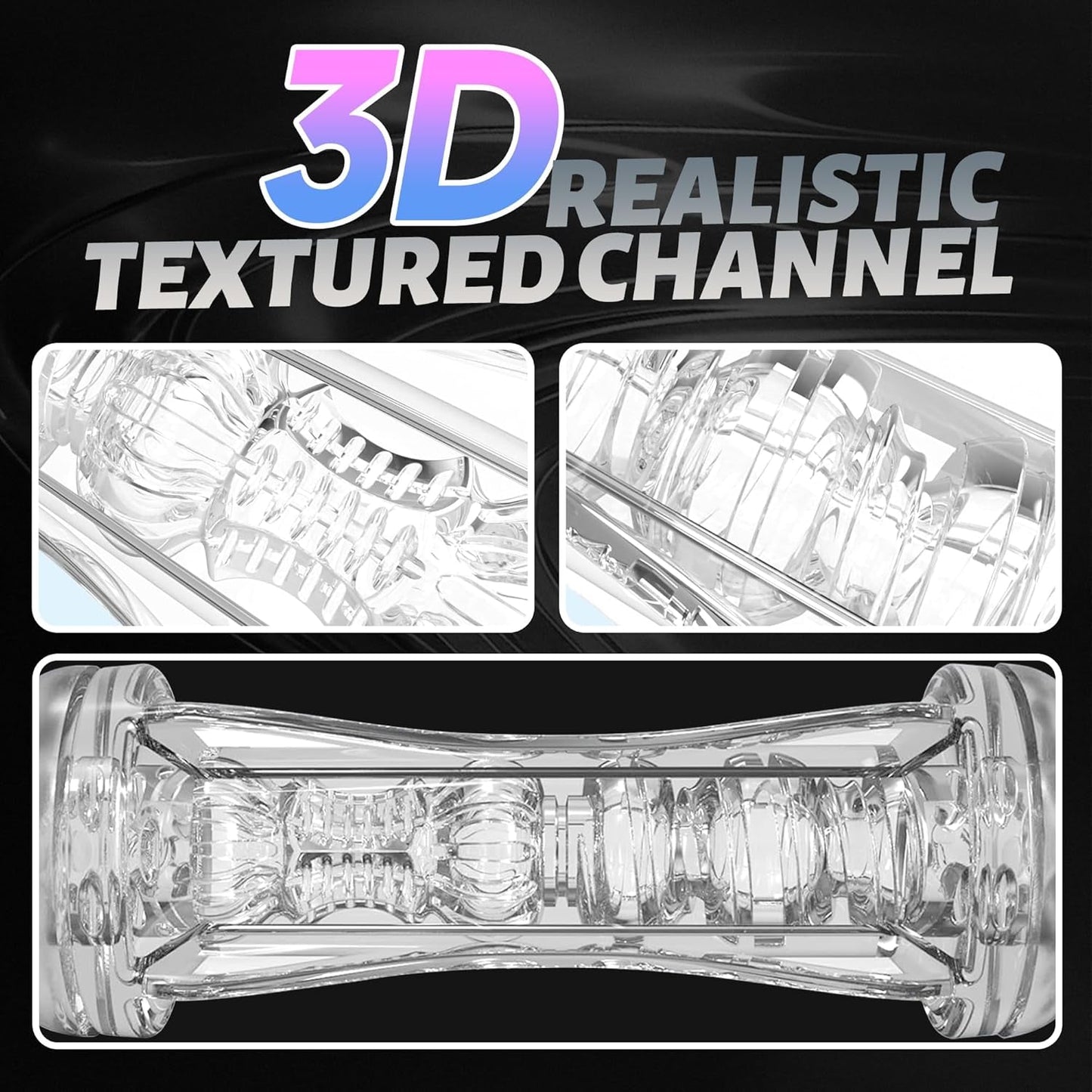 CrystalView Clear Doble Entrada Bolsillo Coño 9.5" Masturbador Masculino