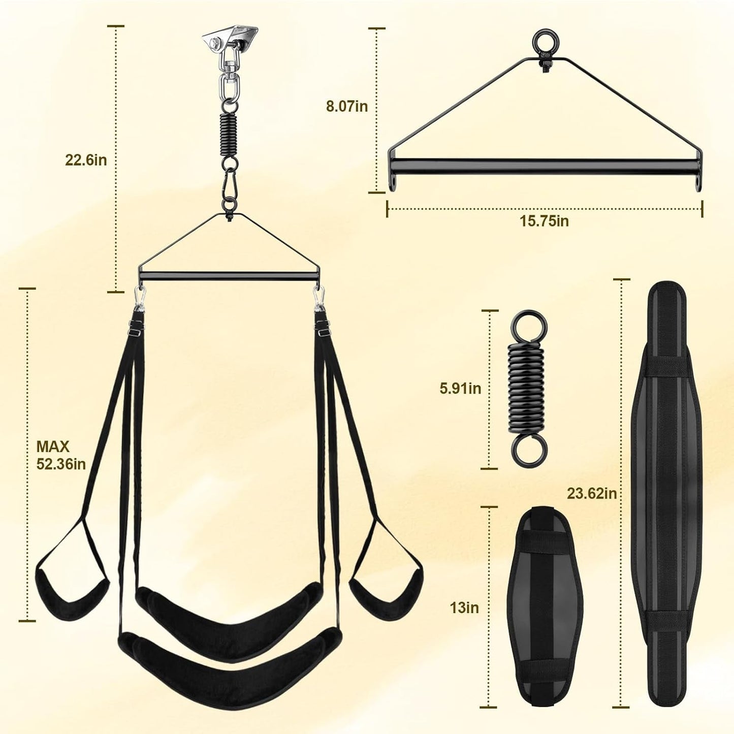 Columpio sexual de techo 360° AureX, resistente, 317 kg