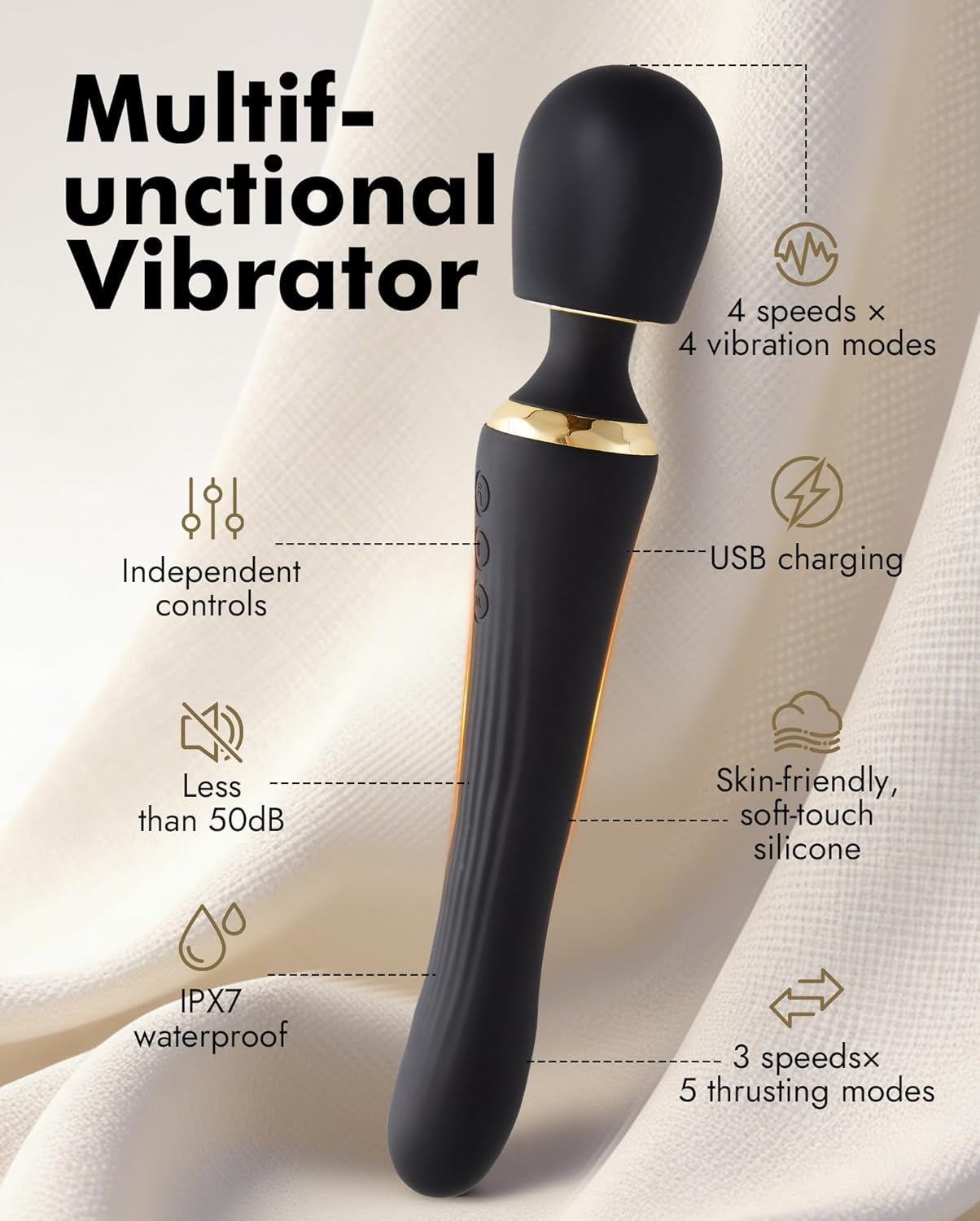 Vibrador de varita de empuje con control por aplicación y doble motor DualNova