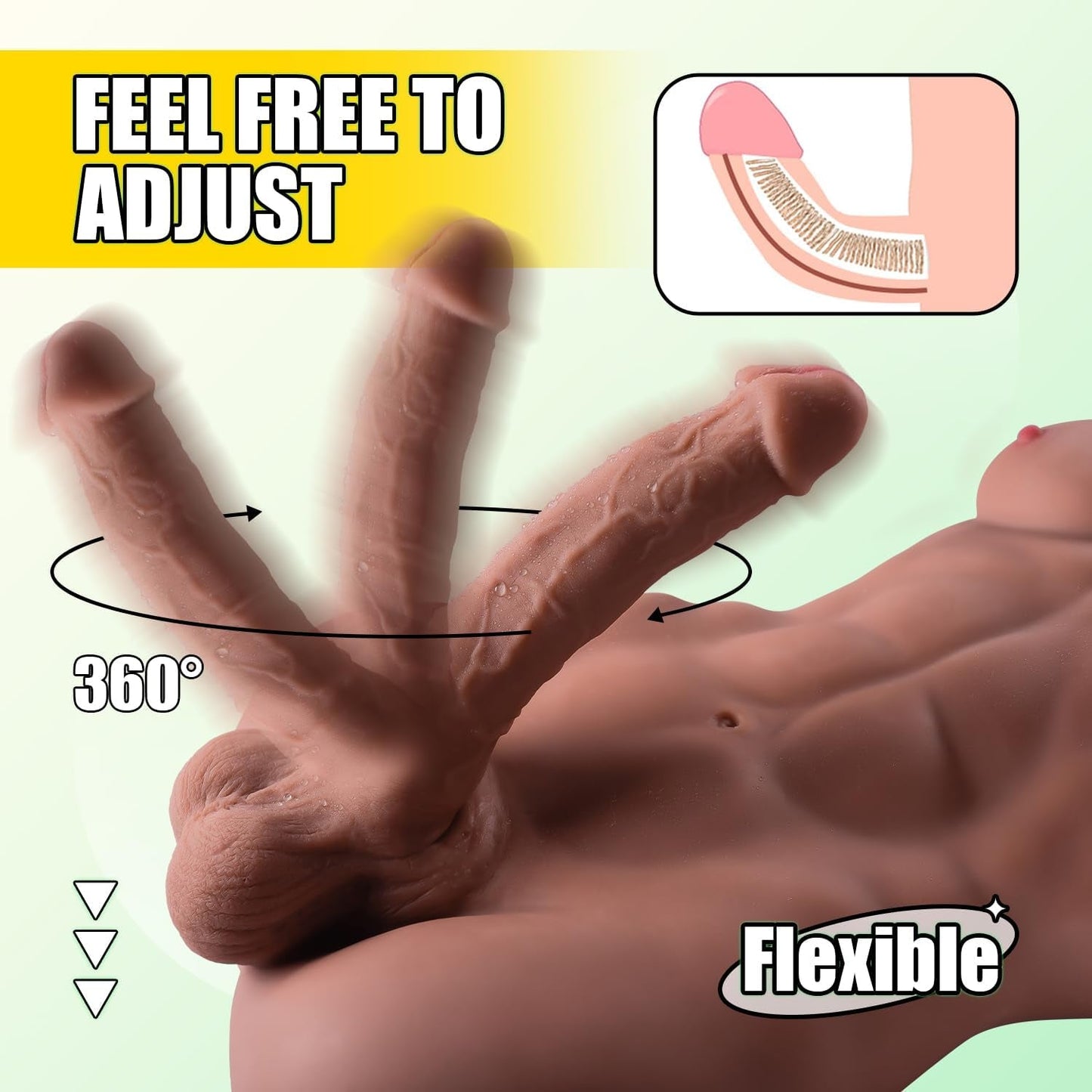Torso de muñeco sexual masculino PulseDrive con un enorme dildo
