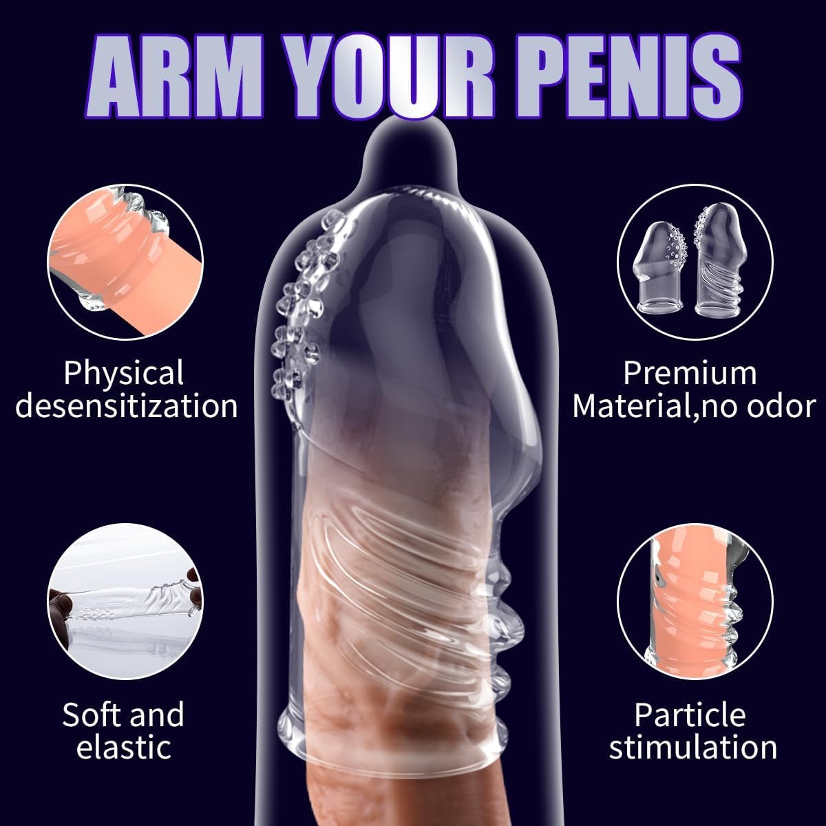 VelyonX Juego de Mangas de Textura Realzadora de Grosor para Pene