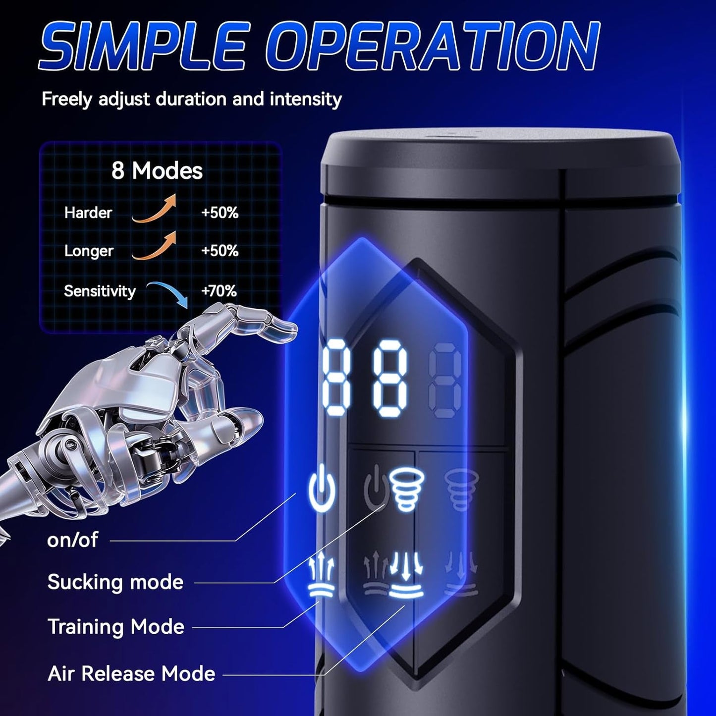 Kit de bomba eléctrica para pene PowerRise 8 modos