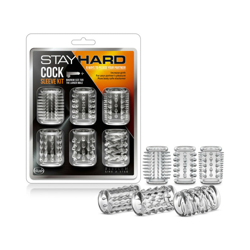 Blush Stay Hard Cock Sleeve Kit Transparent Lot de 6