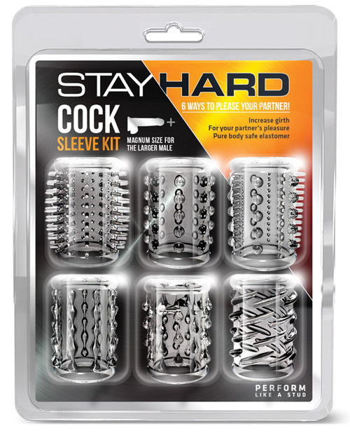 Blush Stay Hard Cock Sleeve Kit Transparent Lot de 6