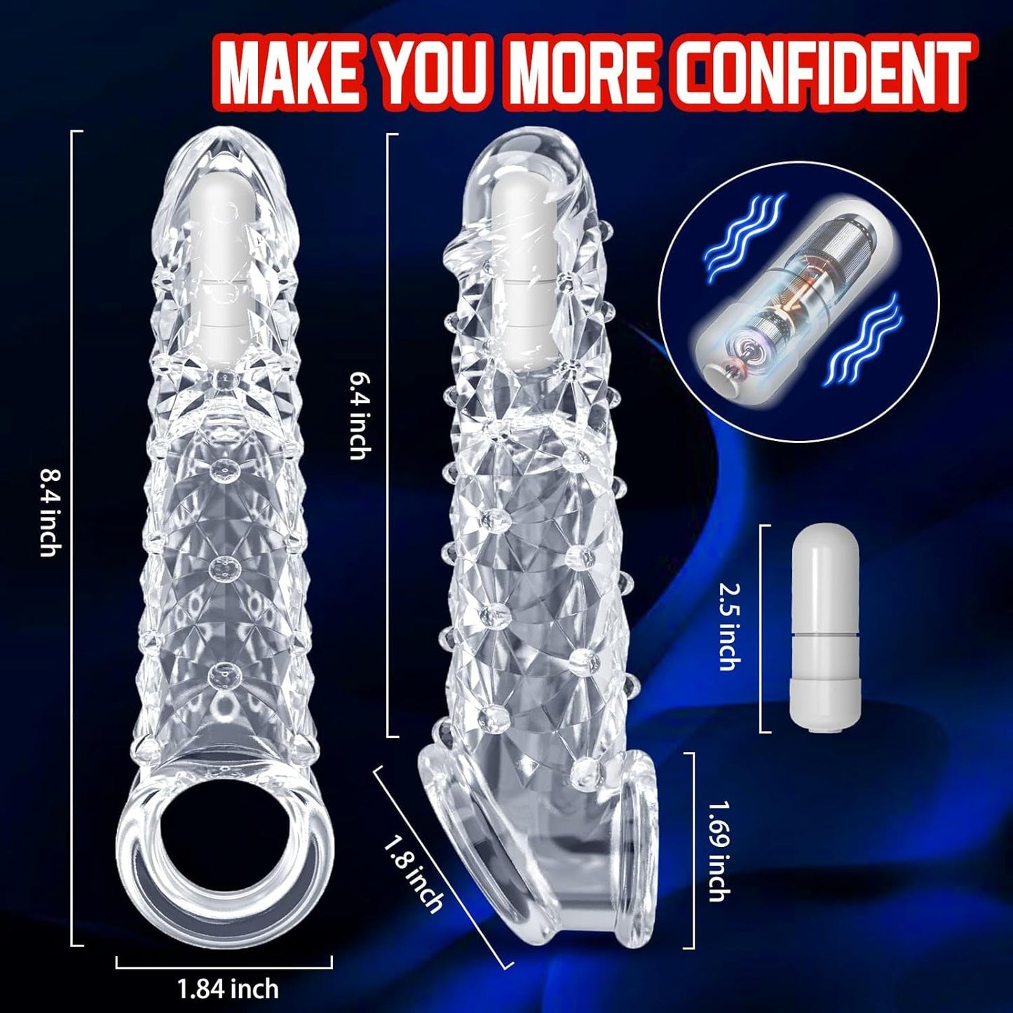 VibeGrain Vibrating Penis Sleeve Clitoral Stimulator TPE