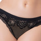 Black Wide Elastic Waistband Thong Panty